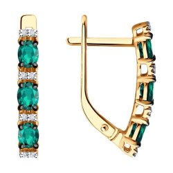 Серьги из золота с бриллиантами и изумрудами (Арт.51-220-02157-1)