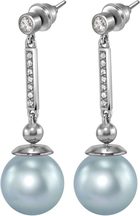 Серьги из серебра с жемчугом и кристаллом swarovski (Арт.aas-6-b-12-27-s)