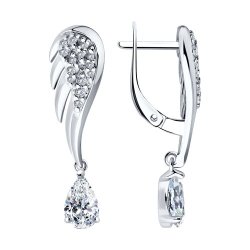 Серьги из серебра с фианитами (Арт.94026613)