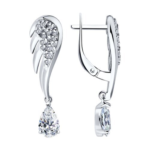 Серьги из серебра с фианитами (Арт.94026613)