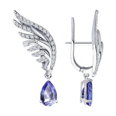 Серьги из белого золота с бриллиантами и танзанитами (Арт.6024371-3)