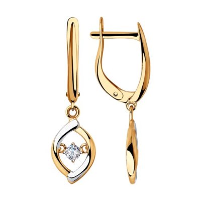 Серьги золотые с фианитом «Игра Света» SOKOLOV (арт.028350)