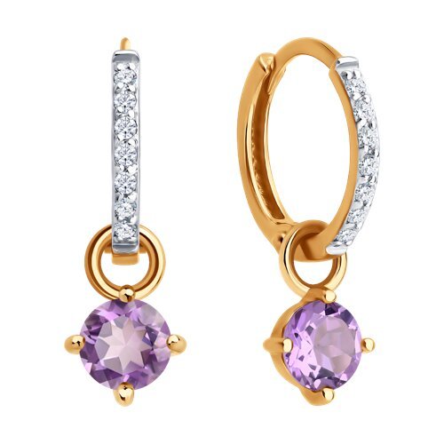 Серьги золотые пробы 585 с аметистом (Арт.729172)