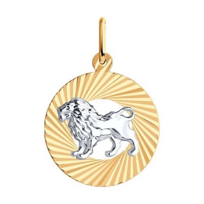 Подвеска из комбинированного золота с алмазной гранью  «Лев» SOKOLOV (арт. 031369) 