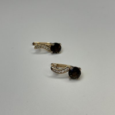 Серьги золото с раухтопазом и фианитами «New colour» Estet (арт.01С3115345-4)