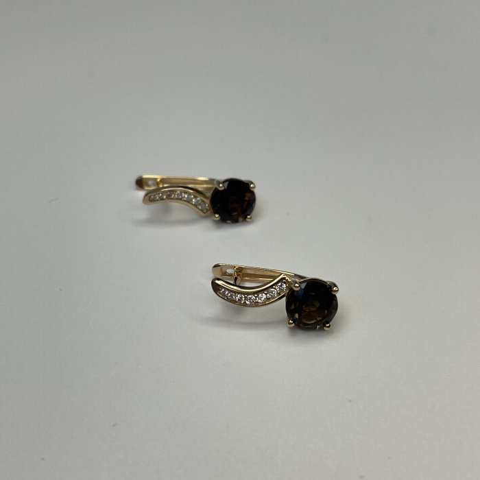 Серьги золото с раухтопазом и фианитами «New colour» Estet (арт.01С3115345-4)