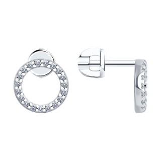 Серьги из серебра с фианитами «Сияющий круг» Соколов (арт.94025799)