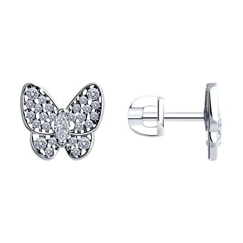 Серьги из серебра с фианитами (Арт.94025907)