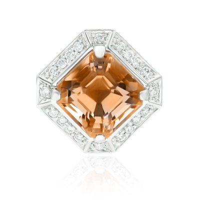 Кулон из золота с бриллиантом и морганитом Русские Самоцветы (Арт.38348)