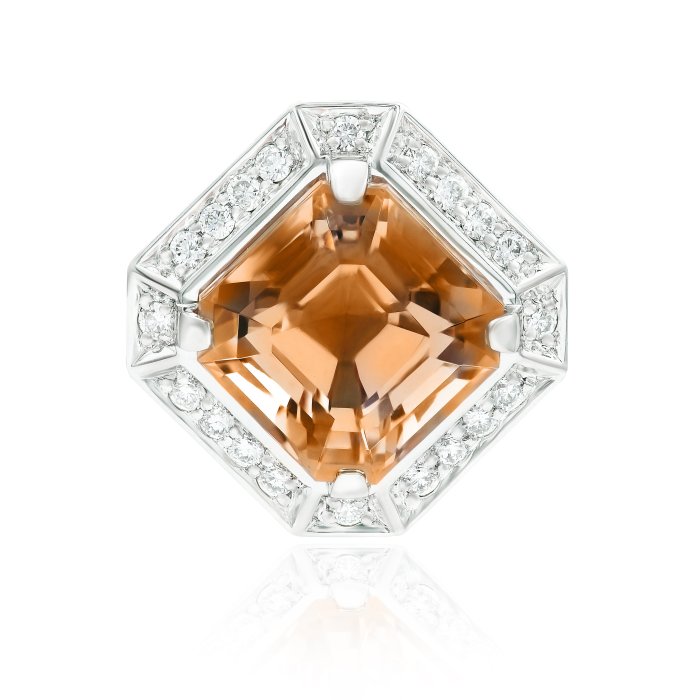 Кулон из золота с бриллиантом и морганитом Русские Самоцветы (Арт.38348)