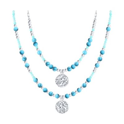 Колье из серебра с амазонитом и бирюзой (Арт.83070075)