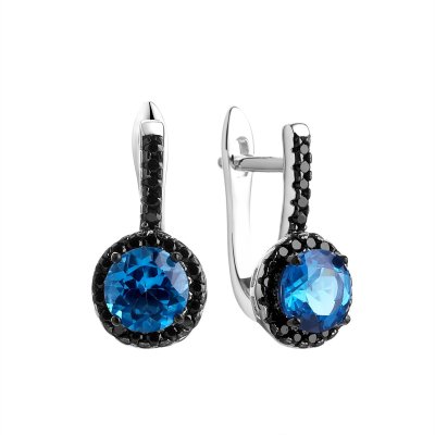 Серьги из серебра с топазом (Арт.cz-e00926-x-wb-lb-x-b)