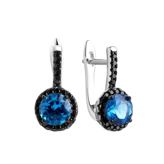 Серьги из серебра с топазом (Арт.cz-e00926-x-wb-lb-x-b)