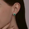 Серьги из серебра с ситаллом и фианитами «Изумрудный ореол» Соколов (арт.9202)