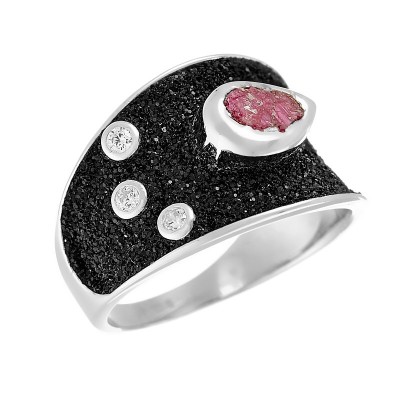 Кольцо серебряное с корундом и фианитами «Universe Night» Fresh Jewelry (арт.Gl-R00135-X-W-Pin-X-W)