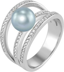 Кольцо из серебра с жемчугом и кристаллом swarovski (Арт.ahr-2-8-27-s)