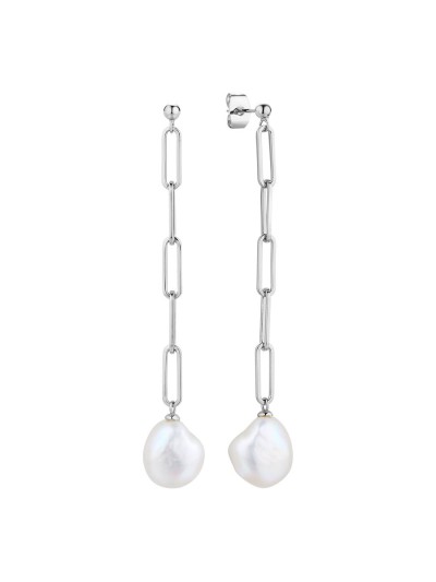 Серьги серебряные с жемчугом «Baroque Line» Fresh Jewelry (арт.PI-E438-12-X-W-PN-X-X)