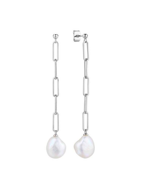Серьги из серебра с жемчугом (Арт.pi-e438-12-x-w-pn-x-x)