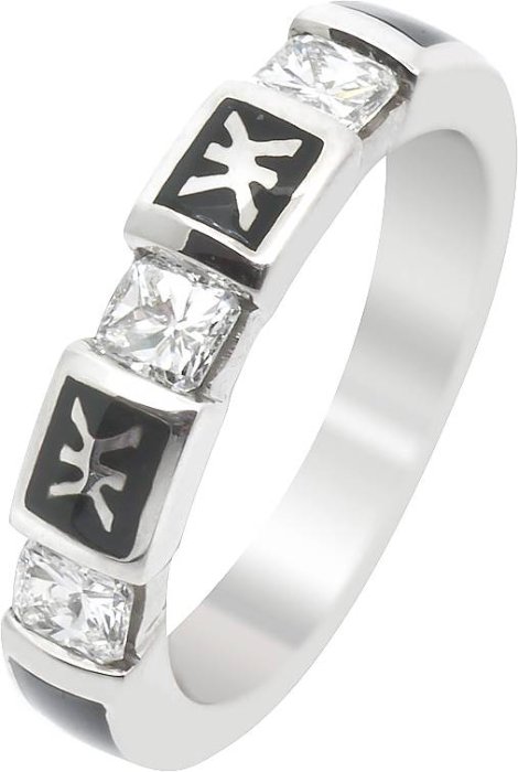 Кольцо из белого золота с бриллиантом и эмалью (Арт.dkl35dtklng)