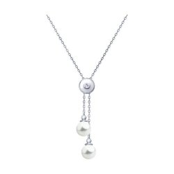 Колье из серебра с жемчугом и фианитом (Арт.94070662)