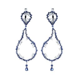 Серьги из белого золота с бриллиантом и сапфиром (Арт.e11675s-d_n_sa_wg)