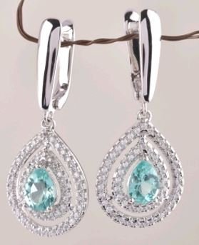 Серьги из серебра с апатитом и фианитом (Арт.sm-e01321-x-w-bg-x-w)