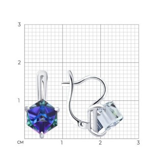 Серьги из серебра с кристаллами «Гекса Иридиум» Соколов (арт.94-120-02383-3)