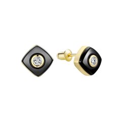 Серьги из серебра с керамикой и фианитом (Арт.tc-e01144-b-l-w-x-x)