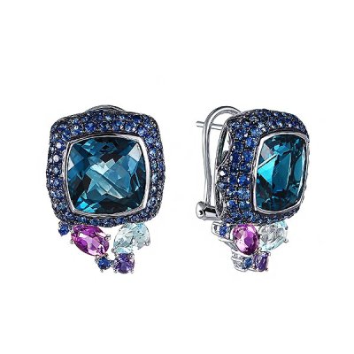 Серьги из белого золота с аметистом и иолитом (Арт.er-32095_sr_sa_am_bt_il_lt_wg)