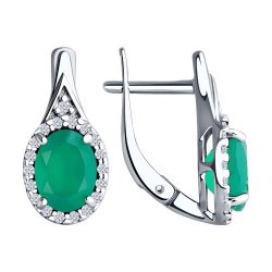 Серьги из серебра с агатами и фианитами (Арт.94-320-00179-2)