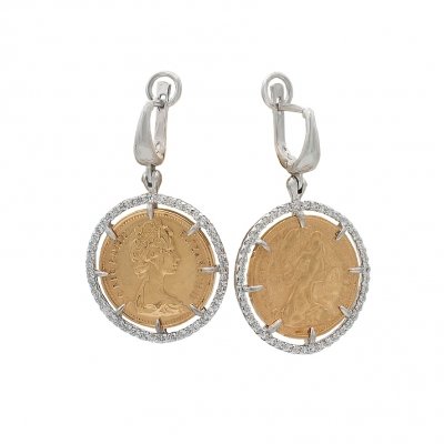 Серебряные серьги BEAVERS с монетой 2319m