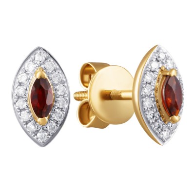 Серьги золото с бриллиантами и гранатом «Рубиновый Взгляд» Myjewels (арт.ME34153)