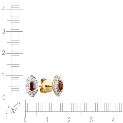 Серьги золото с бриллиантами и гранатом «Рубиновый Взгляд» Myjewels (арт.ME34153)