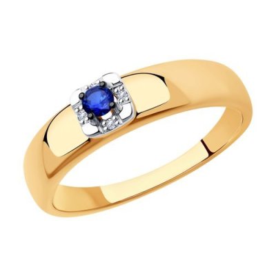 Кольцо из золота с бриллиантами и сапфиром (Арт.2011139)