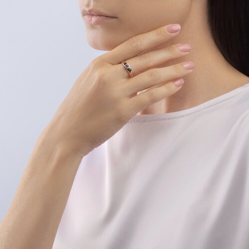 Кольцо из золота с бриллиантами и сапфиром (Арт.2011139)