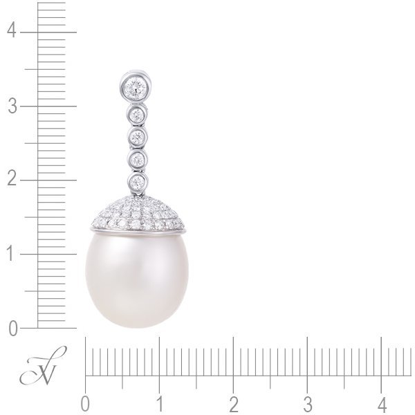 Кулон из белого золота с бриллиантом и жемчугом (Арт.p300096spl001_wp_wg)