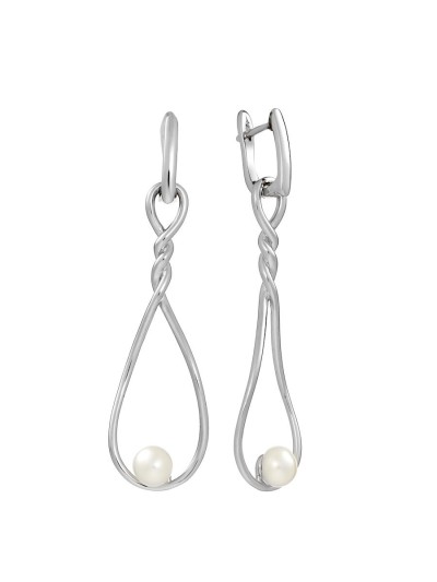 Серьги серебряные с жемчугом «Nautilus Grace» Fresh Jewelry (арт.PI-E02631-X-W-PN-X-X)