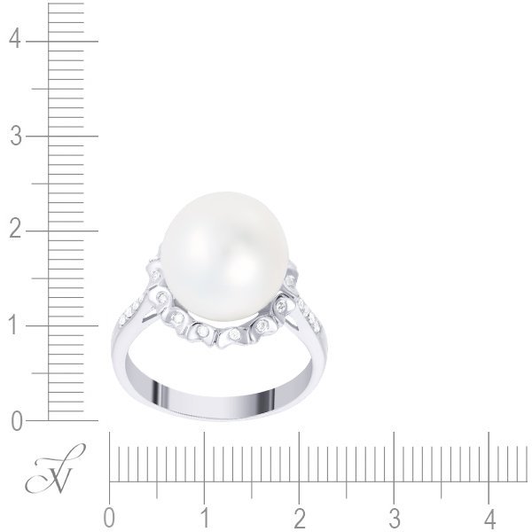Кольцо из белого золота с бриллиантом и жемчугом (Арт.r01452pl4ws_wp_wg)