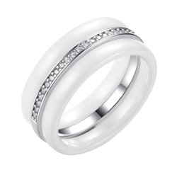 Кольцо из серебра с керамикой и фианитом (Арт.tc-r00315-w-w-x-x-w)