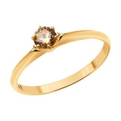 Кольцо из золочёного серебра с фианитом (Арт.93-110-01542-2)