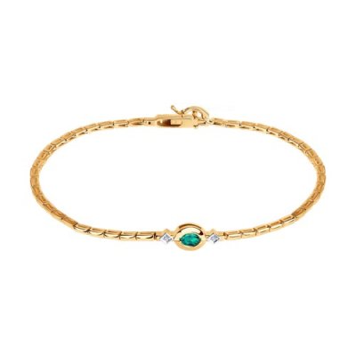Браслет из золота с бриллиантами и изумрудом «Изумрудный Шарм» Соколов (арт.3050)
