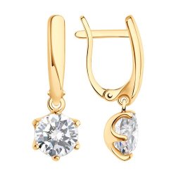 Серьги из золочёного серебра с фианитами (Арт.93020649)