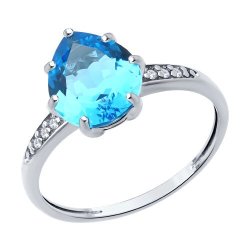 Кольцо из серебра с топазом и фианитами (Арт.94-310-02059-1)