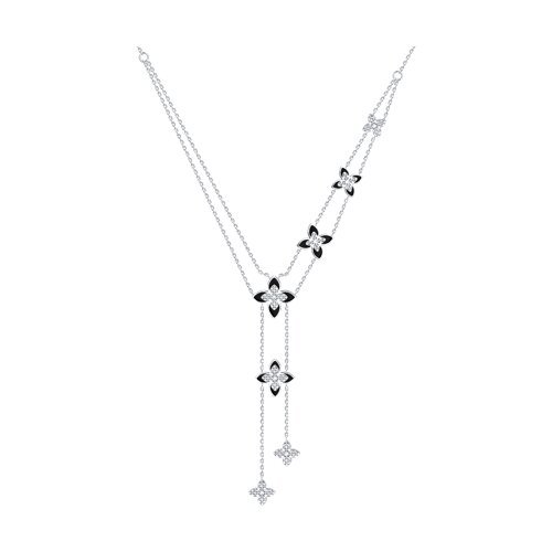 Колье из серебра с фианитами и эмалью (Арт.94071345)