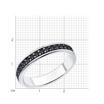 Кольцо из серебра с фианитами «Черный Лед» Соколов (арт.94-110-01549-1)