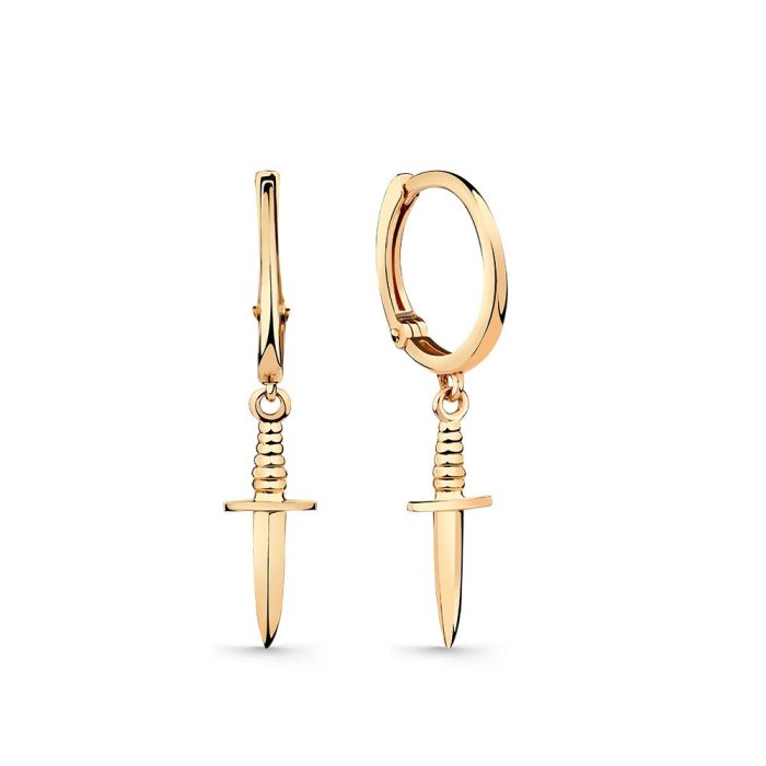 Серьги золотые без вставок Carlin «Золотой клинок» (арт.002-0794-0000-010)