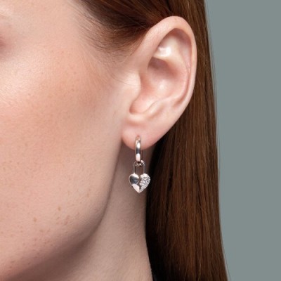 Серьги из серебра с фианитом «Расколотое сердце» Соколов (арт.9402)