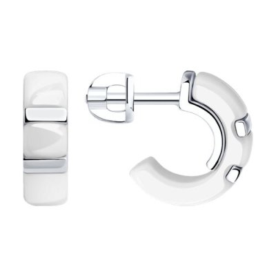 Серьги из серебра с керамикой «Arctic Line» Соколов (арт.9454)