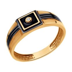Кольцо из золота с фианитом и эмалью (Арт.51-112-02238-1)