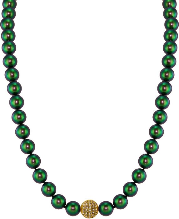 Ожерелье из серебра с жемчугом и куб. цирконием (Арт.91l-gk-25)